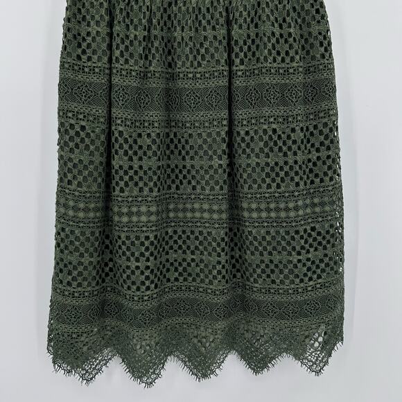 Banana Republic Lace Shift Dress Olive Green Crochet Fall Luxe Womens Size 2 - Picture 10 of 11